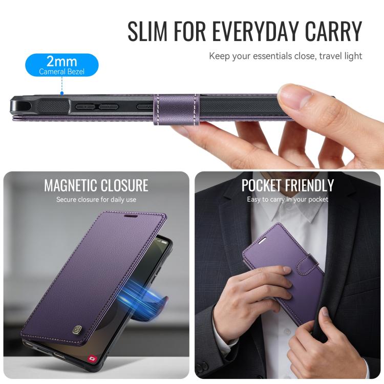 For Samsung Galaxy S26 Ultra 5G AutSpace A15 Retro Magnetic Clasp Vegan Leather Phone Case