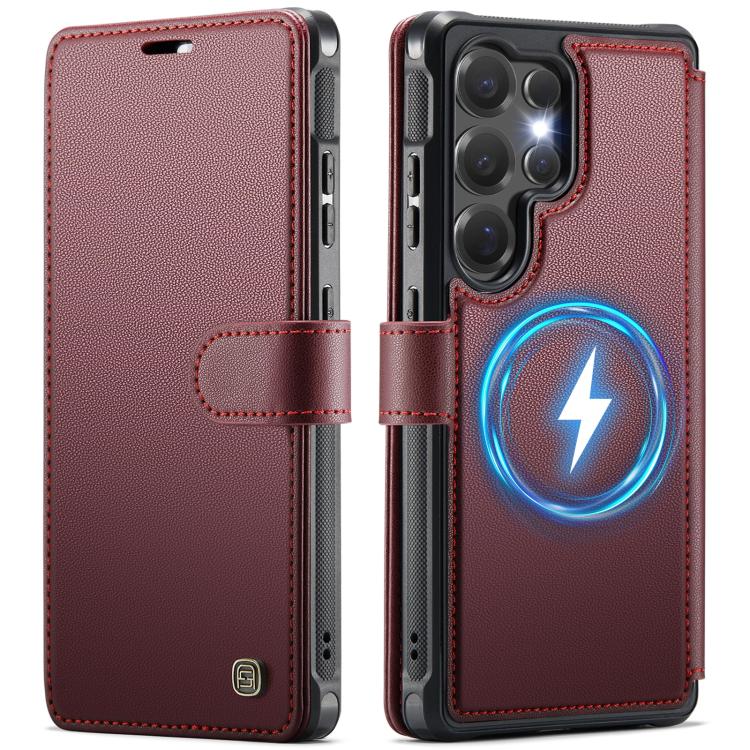 For Samsung Galaxy S26 Ultra 5G AutSpace A15 Retro Magnetic Clasp Vegan Leather Phone Case