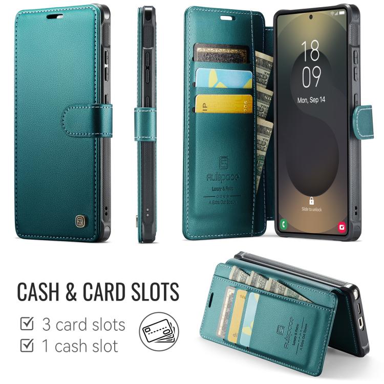 For Samsung Galaxy S26 Ultra 5G AutSpace A15 Retro Magnetic Clasp Vegan Leather Phone Case