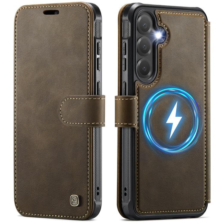 For Samsung Galaxy S26 5G AutSpace A15 Retro Magnetic Clasp Vegan Leather Phone Case
