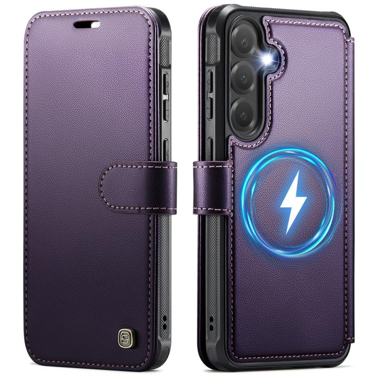 For Samsung Galaxy S26 5G AutSpace A15 Retro Magnetic Clasp Vegan Leather Phone Case