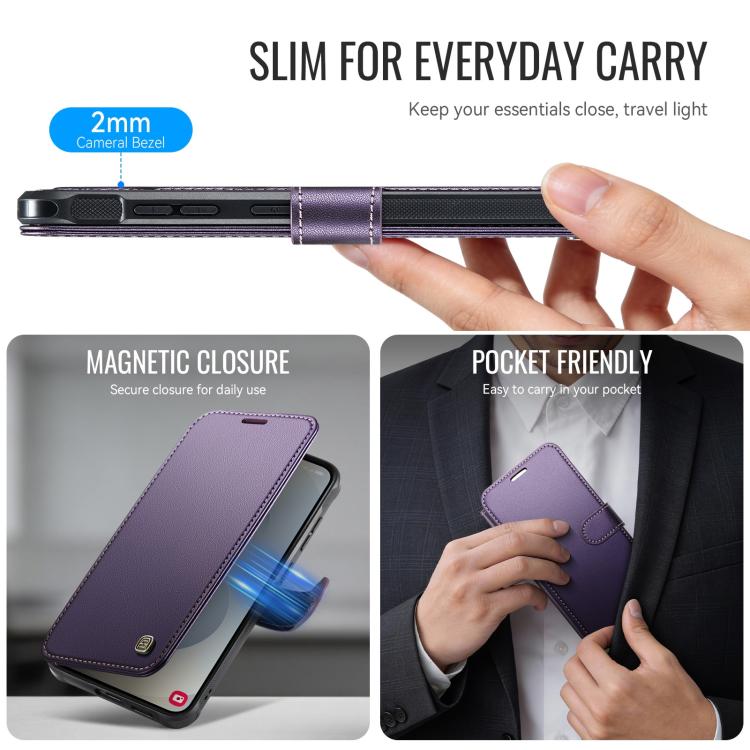 For Samsung Galaxy S26 5G AutSpace A15 Retro Magnetic Clasp Vegan Leather Phone Case