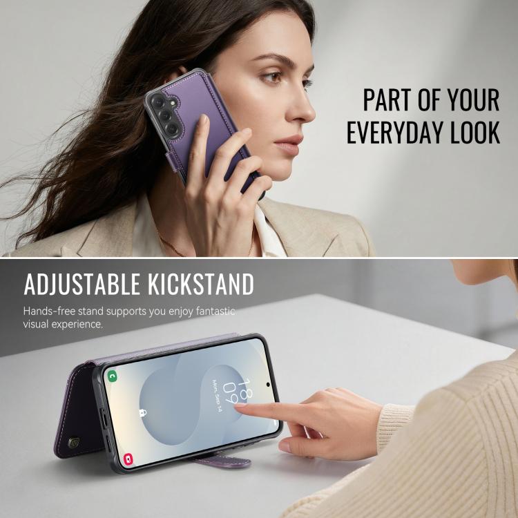 For Samsung Galaxy S26 5G AutSpace A15 Retro Magnetic Clasp Vegan Leather Phone Case