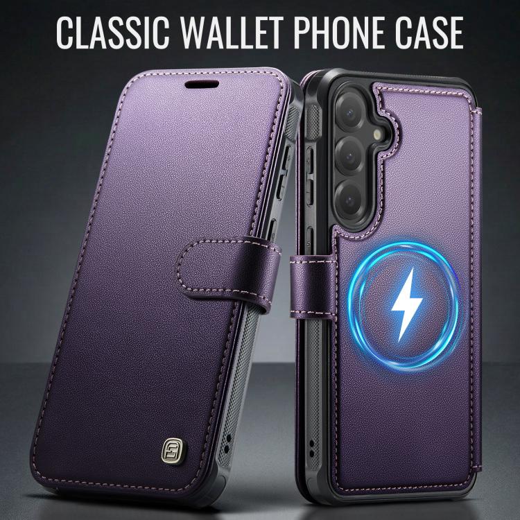 For Samsung Galaxy S26 5G AutSpace A15 Retro Magnetic Clasp Vegan Leather Phone Case