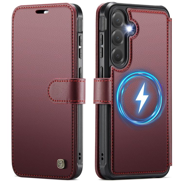For Samsung Galaxy S26 5G AutSpace A15 Retro Magnetic Clasp Vegan Leather Phone Case