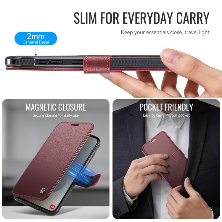 For Samsung Galaxy S26 5G AutSpace A15 Retro Magnetic Clasp Vegan Leather Phone Case