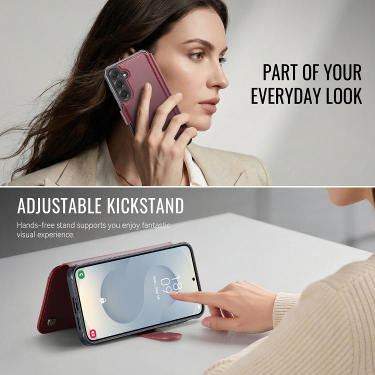 For Samsung Galaxy S26 5G AutSpace A15 Retro Magnetic Clasp Vegan Leather Phone Case
