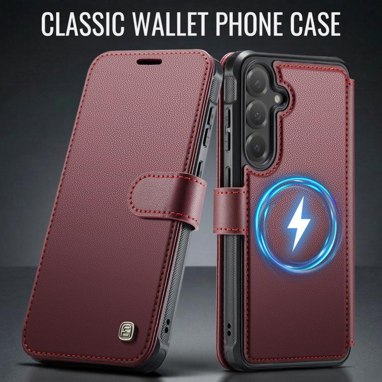For Samsung Galaxy S26 5G AutSpace A15 Retro Magnetic Clasp Vegan Leather Phone Case