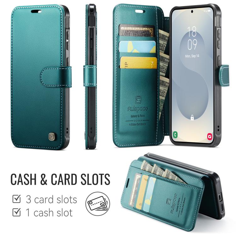 For Samsung Galaxy S26 5G AutSpace A15 Retro Magnetic Clasp Vegan Leather Phone Case