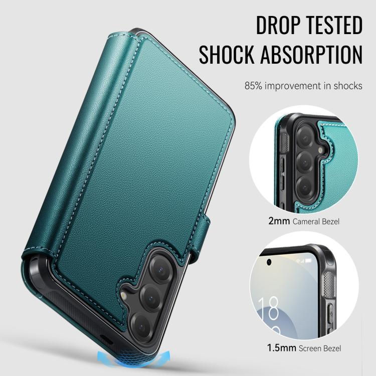 For Samsung Galaxy S26 5G AutSpace A15 Retro Magnetic Clasp Vegan Leather Phone Case