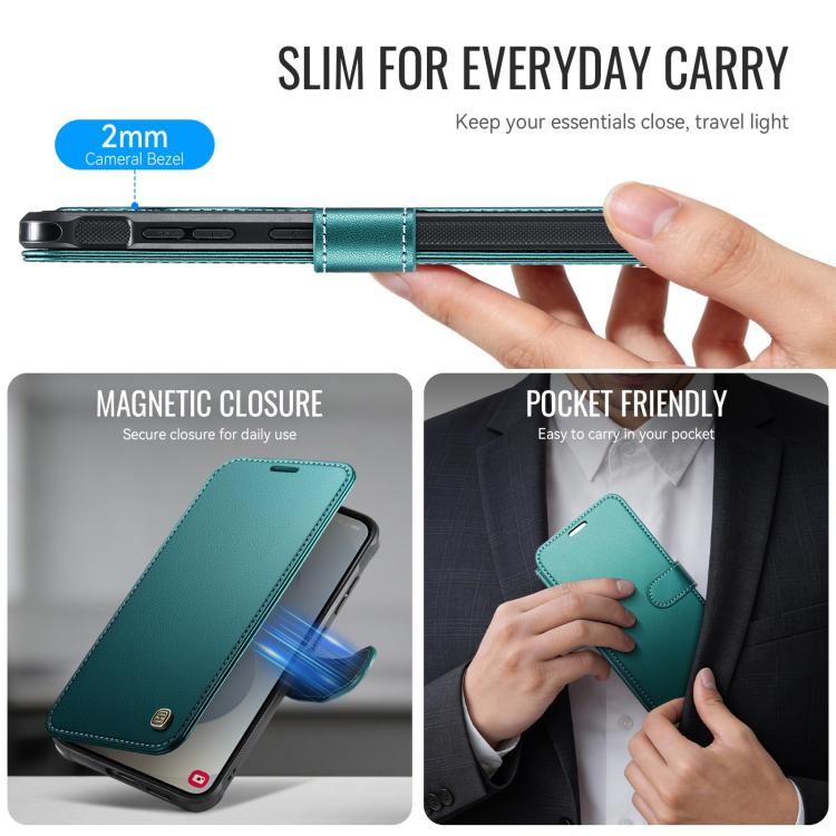 For Samsung Galaxy S26 5G AutSpace A15 Retro Magnetic Clasp Vegan Leather Phone Case
