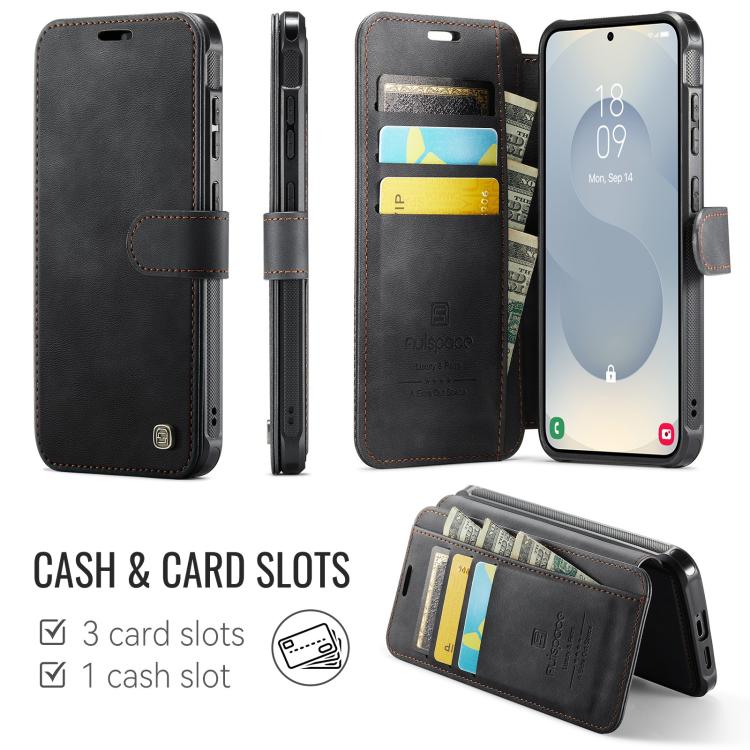 For Samsung Galaxy S25 / S24 5G AutSpace A15 Retro Magnetic Clasp Vegan Leather Phone Case