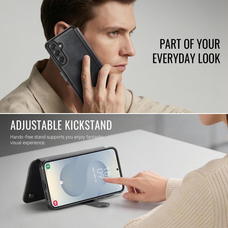 For Samsung Galaxy S25 / S24 5G AutSpace A15 Retro Magnetic Clasp Vegan Leather Phone Case