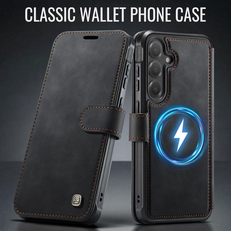 For Samsung Galaxy S25 / S24 5G AutSpace A15 Retro Magnetic Clasp Vegan Leather Phone Case