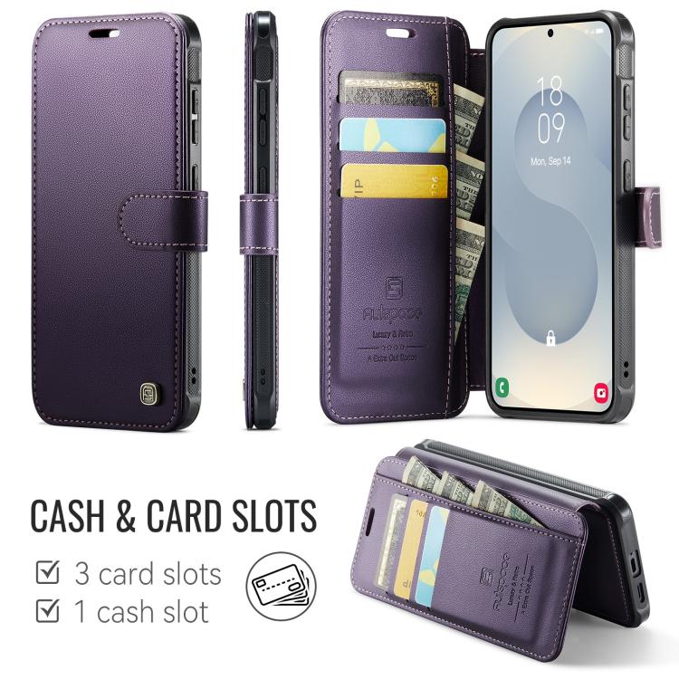 For Samsung Galaxy S25 / S24 5G AutSpace A15 Retro Magnetic Clasp Vegan Leather Phone Case