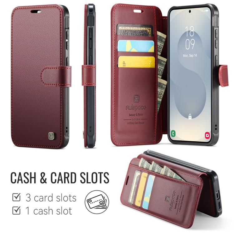 For Samsung Galaxy S25 / S24 5G AutSpace A15 Retro Magnetic Clasp Vegan Leather Phone Case
