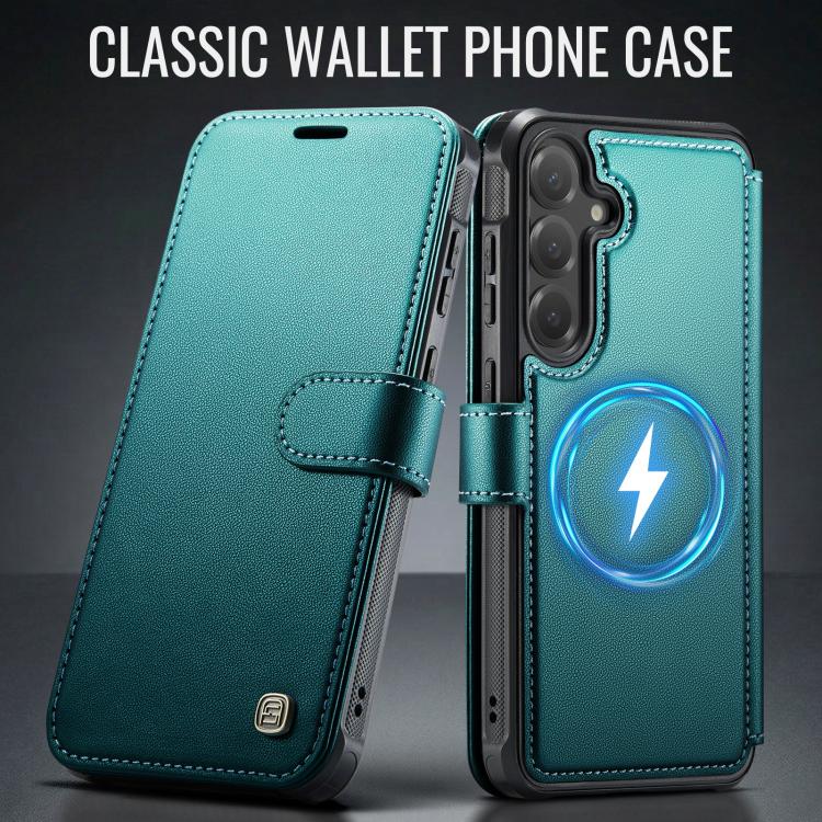 For Samsung Galaxy S25 / S24 5G AutSpace A15 Retro Magnetic Clasp Vegan Leather Phone Case