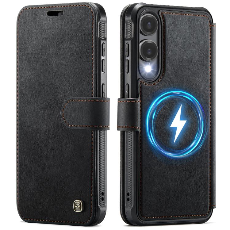 For Samsung Galaxy S25 Edge 5G AutSpace A15 Retro Magnetic Clasp Vegan Leather Phone Case