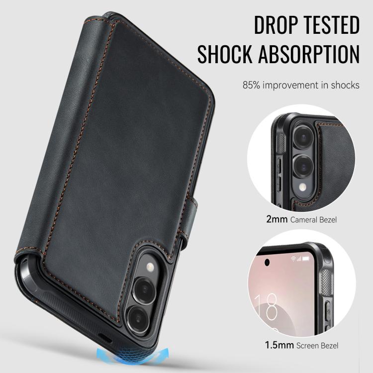 For Samsung Galaxy S25 Edge 5G AutSpace A15 Retro Magnetic Clasp Vegan Leather Phone Case