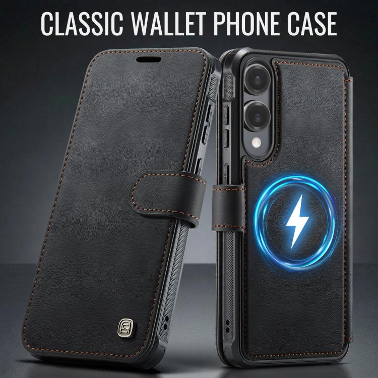For Samsung Galaxy S25 Edge 5G AutSpace A15 Retro Magnetic Clasp Vegan Leather Phone Case
