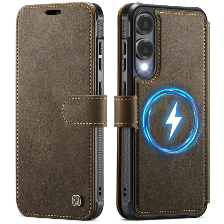 For Samsung Galaxy S25 Edge 5G AutSpace A15 Retro Magnetic Clasp Vegan Leather Phone Case