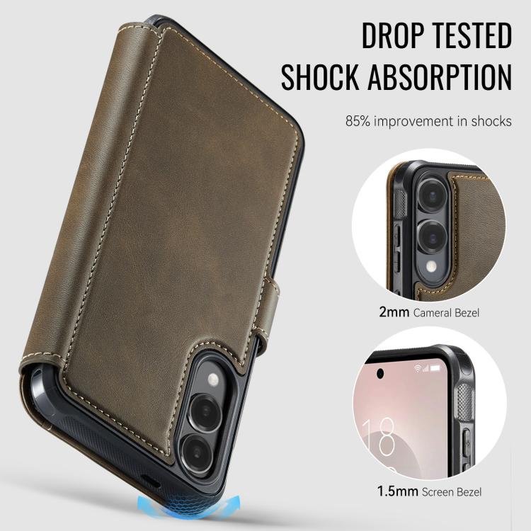 For Samsung Galaxy S25 Edge 5G AutSpace A15 Retro Magnetic Clasp Vegan Leather Phone Case