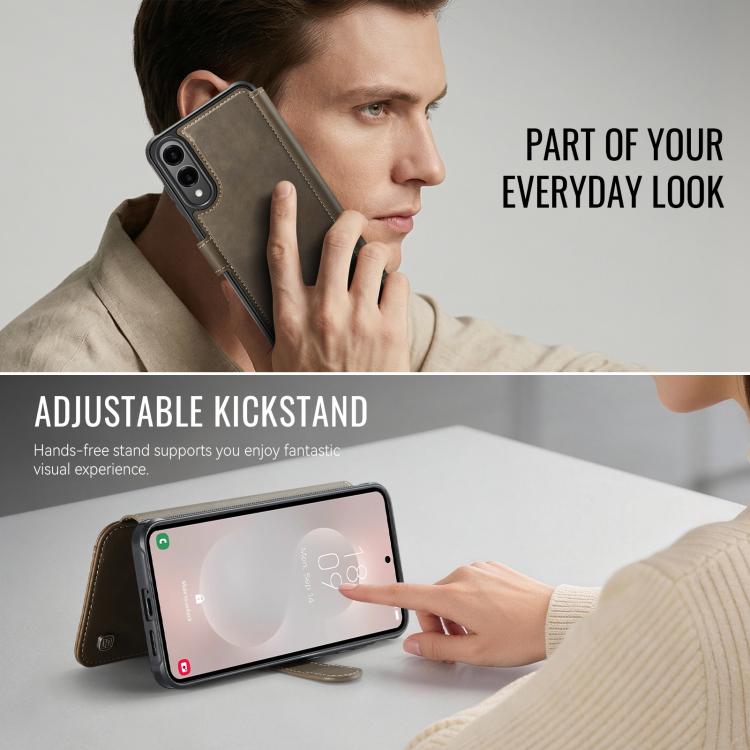 For Samsung Galaxy S25 Edge 5G AutSpace A15 Retro Magnetic Clasp Vegan Leather Phone Case