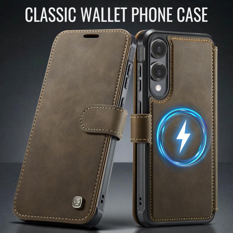 For Samsung Galaxy S25 Edge 5G AutSpace A15 Retro Magnetic Clasp Vegan Leather Phone Case