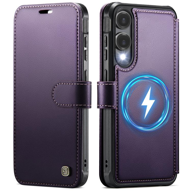 For Samsung Galaxy S25 Edge 5G AutSpace A15 Retro Magnetic Clasp Vegan Leather Phone Case