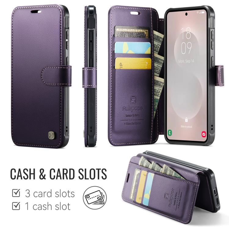 For Samsung Galaxy S25 Edge 5G AutSpace A15 Retro Magnetic Clasp Vegan Leather Phone Case