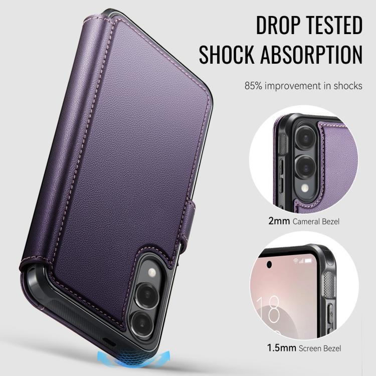 For Samsung Galaxy S25 Edge 5G AutSpace A15 Retro Magnetic Clasp Vegan Leather Phone Case