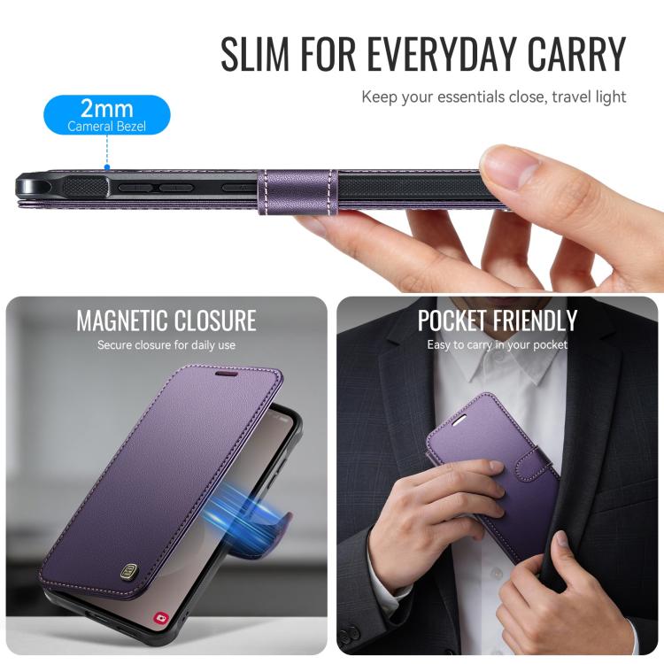 For Samsung Galaxy S25 Edge 5G AutSpace A15 Retro Magnetic Clasp Vegan Leather Phone Case