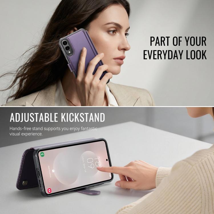 For Samsung Galaxy S25 Edge 5G AutSpace A15 Retro Magnetic Clasp Vegan Leather Phone Case