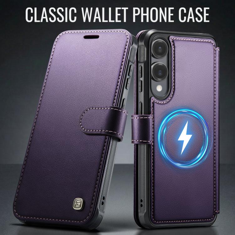 For Samsung Galaxy S25 Edge 5G AutSpace A15 Retro Magnetic Clasp Vegan Leather Phone Case