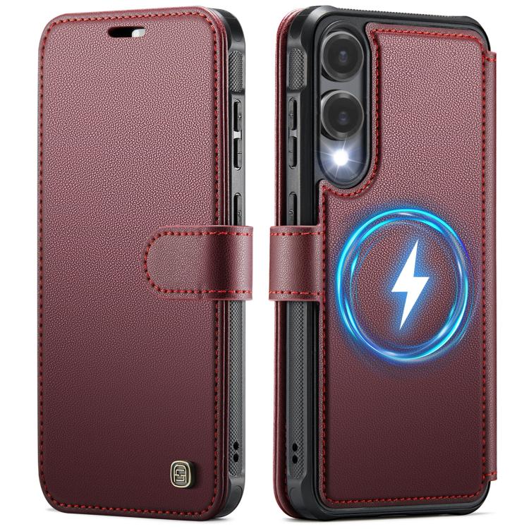 For Samsung Galaxy S25 Edge 5G AutSpace A15 Retro Magnetic Clasp Vegan Leather Phone Case