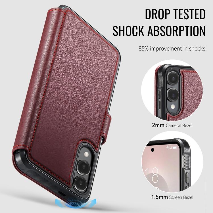For Samsung Galaxy S25 Edge 5G AutSpace A15 Retro Magnetic Clasp Vegan Leather Phone Case