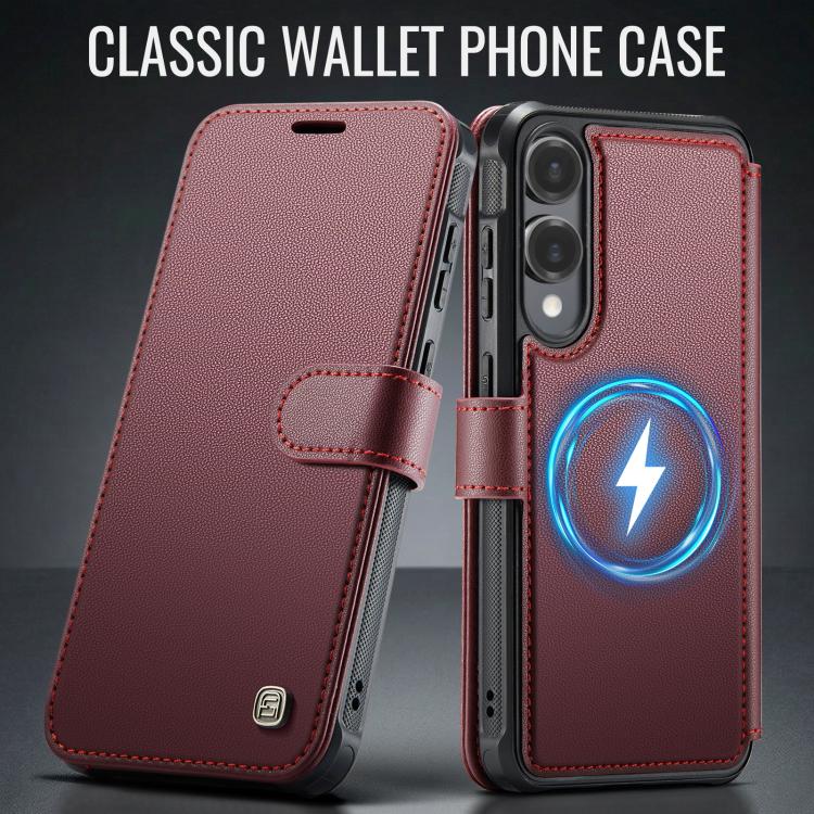 For Samsung Galaxy S25 Edge 5G AutSpace A15 Retro Magnetic Clasp Vegan Leather Phone Case