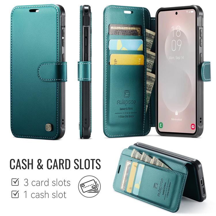 For Samsung Galaxy S25 Edge 5G AutSpace A15 Retro Magnetic Clasp Vegan Leather Phone Case