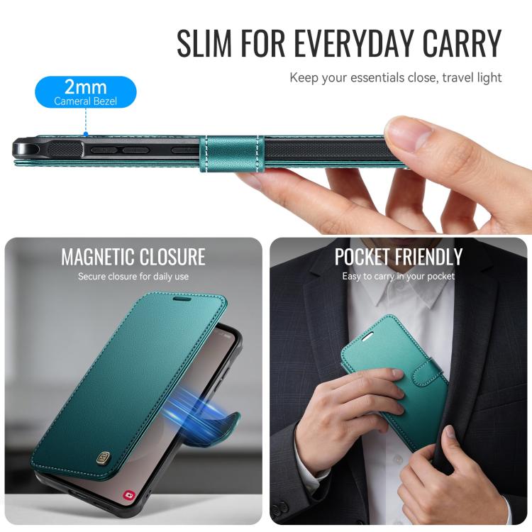 For Samsung Galaxy S25 Edge 5G AutSpace A15 Retro Magnetic Clasp Vegan Leather Phone Case