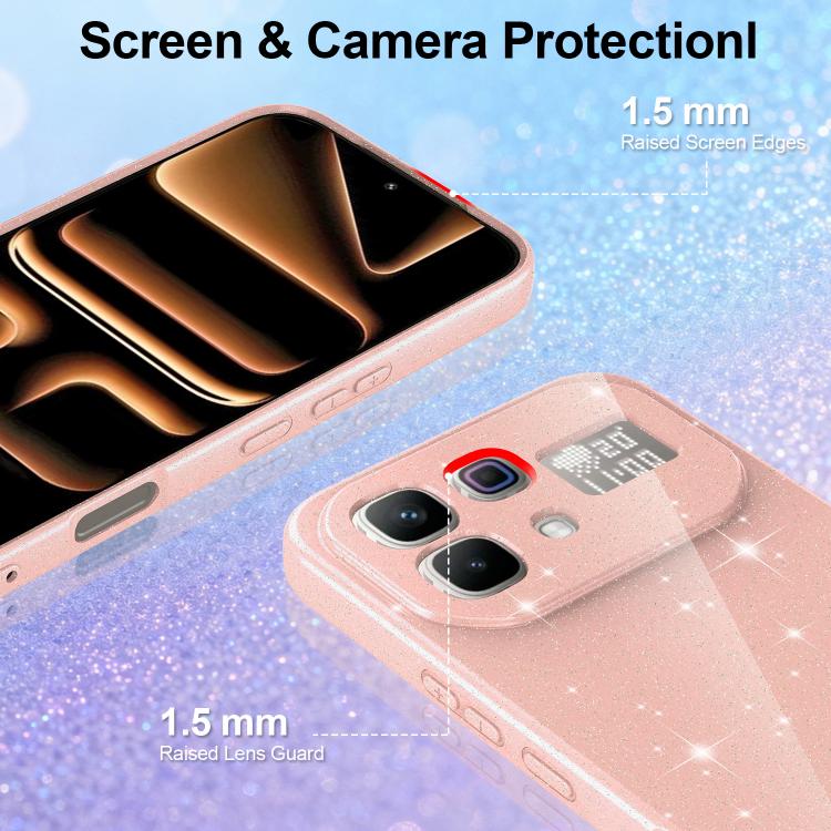 For Infinix Note 60 / 60 Pro 5G Fine Hole Glossy Glitter Magnetic TPU Phone Case with Same Color Hand Strap