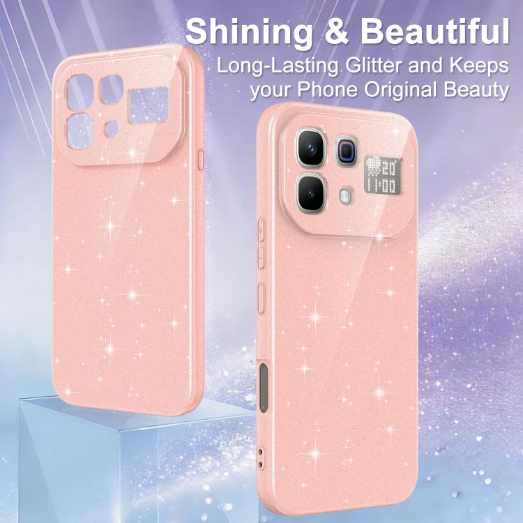 For Infinix Note 60 / 60 Pro 5G Fine Hole Glossy Glitter Magnetic TPU Phone Case with Same Color Hand Strap