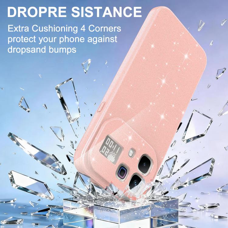 For Infinix Note 60 / 60 Pro 5G Fine Hole Glossy Glitter Magnetic TPU Phone Case with Same Color Hand Strap