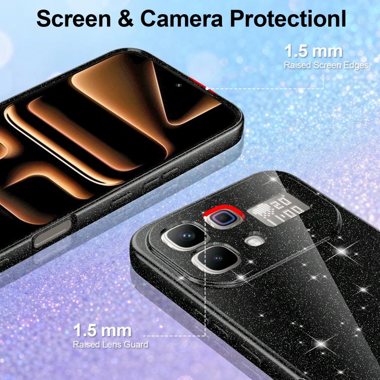 For Infinix Note 60 / 60 Pro 5G Fine Hole Glossy Glitter Magnetic TPU Phone Case with Same Color Hand Strap