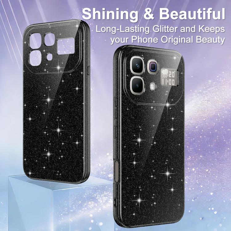 For Infinix Note 60 / 60 Pro 5G Fine Hole Glossy Glitter Magnetic TPU Phone Case with Same Color Hand Strap