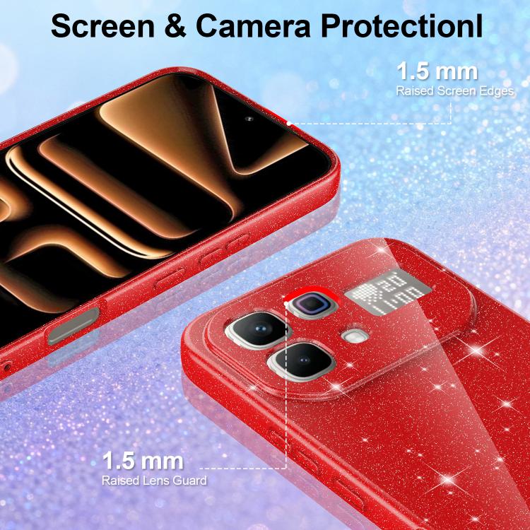 For Infinix Note 60 / 60 Pro 5G Fine Hole Glossy Glitter Magnetic TPU Phone Case with Same Color Hand Strap