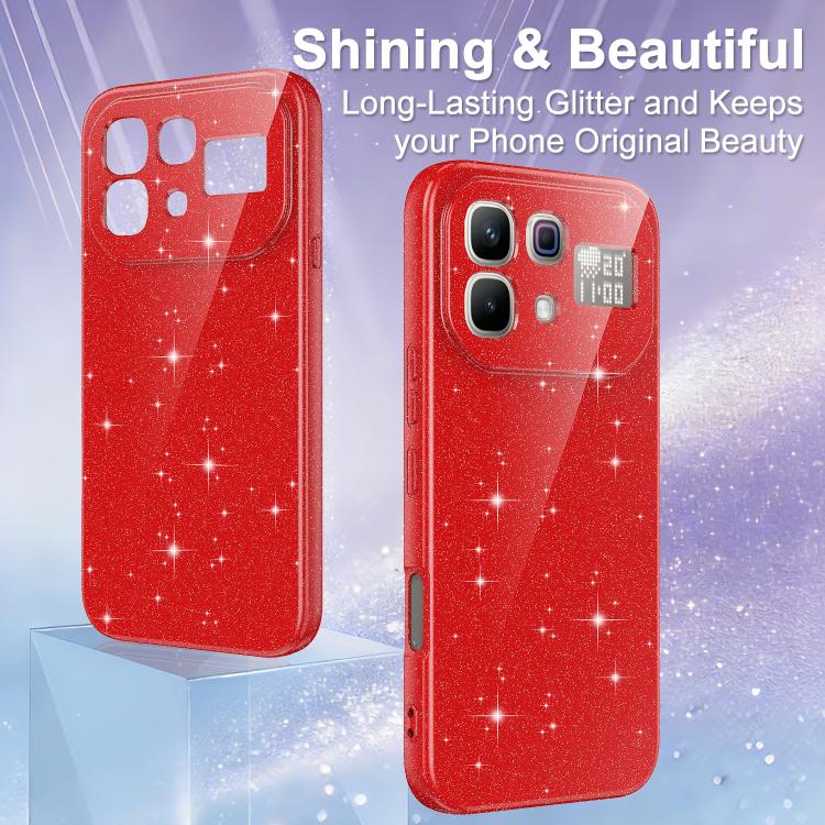 For Infinix Note 60 / 60 Pro 5G Fine Hole Glossy Glitter Magnetic TPU Phone Case with Same Color Hand Strap
