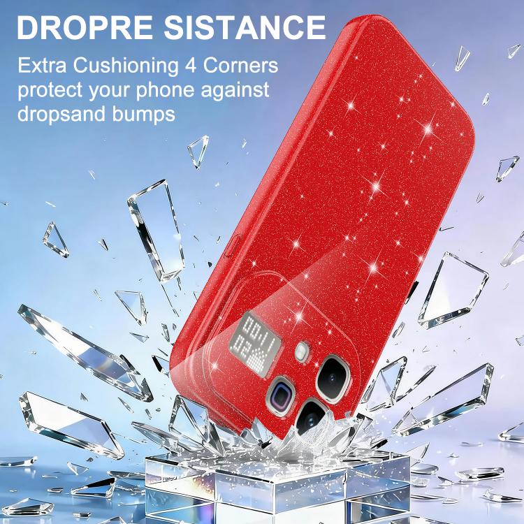 For Infinix Note 60 / 60 Pro 5G Fine Hole Glossy Glitter Magnetic TPU Phone Case with Same Color Hand Strap
