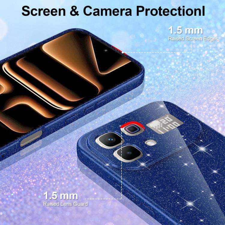 For Infinix Note 60 / 60 Pro 5G Fine Hole Glossy Glitter Magnetic TPU Phone Case with Same Color Hand Strap