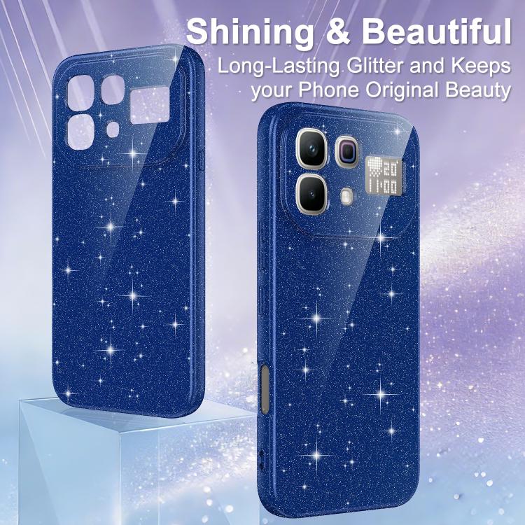 For Infinix Note 60 / 60 Pro 5G Fine Hole Glossy Glitter Magnetic TPU Phone Case with Same Color Hand Strap