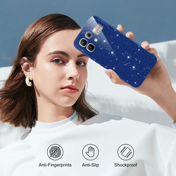 For Infinix Note 60 / 60 Pro 5G Fine Hole Glossy Glitter Magnetic TPU Phone Case with Same Color Hand Strap